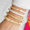 Heishi Disc Boho beaded stretchy bracelet Silver Gold Shell