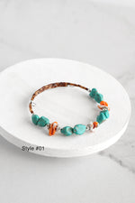 Navajo Handmade Wrap Bracelet Turquoise Amethyst Spiny Pearl Coil Layering Bracelets
