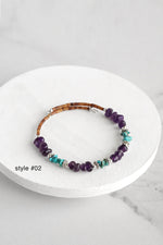 Navajo Handmade Wrap Bracelet Turquoise Amethyst Spiny Pearl Coil Layering Bracelets
