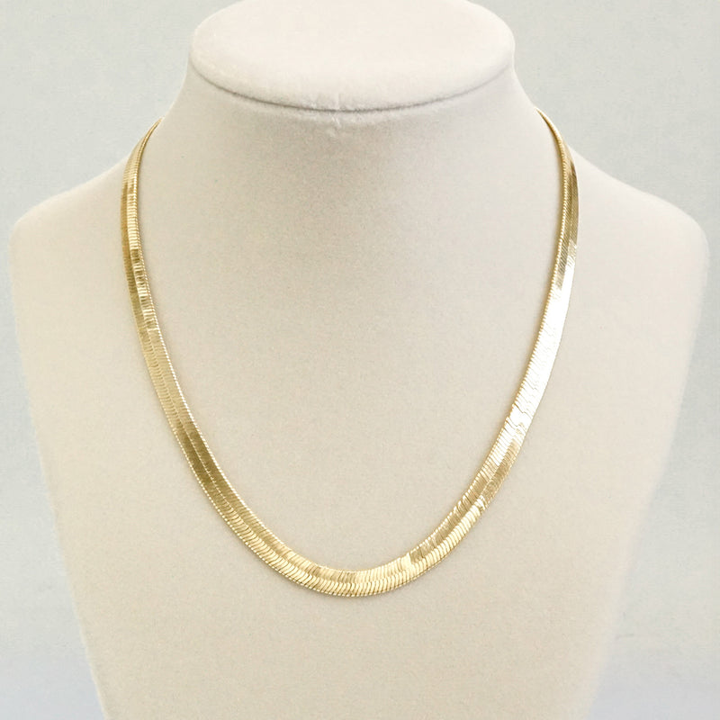 Shiny Herringbone chain necklace Gold Silver