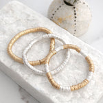 Silver tone Heishi Disc Boho beaded bracelet
