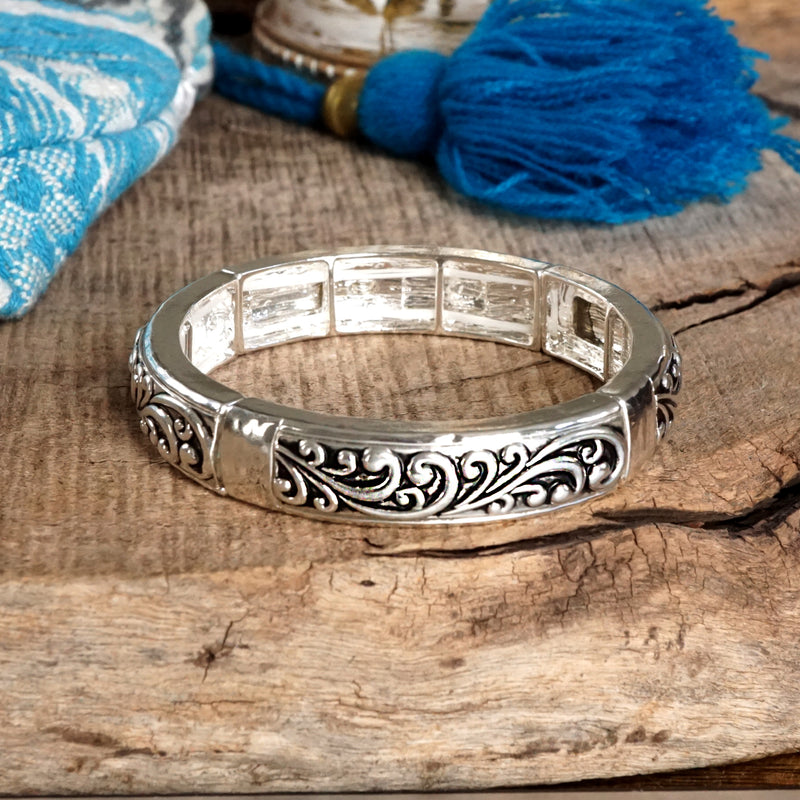 Timeless Filigree Stretch Bangles – Silver or Two-Tone