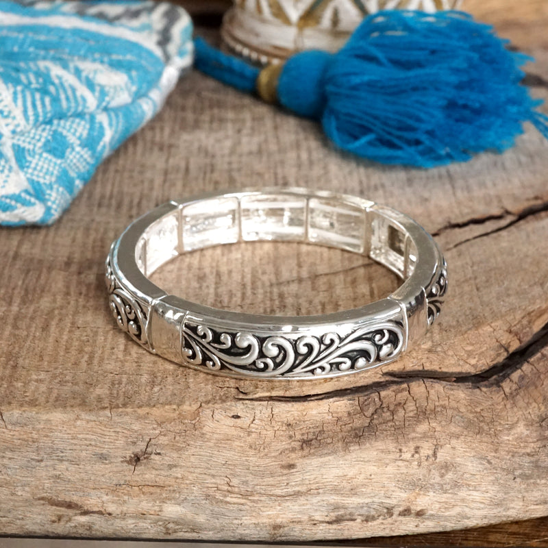 Timeless Filigree Stretch Bangles – Silver or Two-Tone
