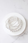 Multi size ball beaded bracelet stack Worn Silver tone bracelets