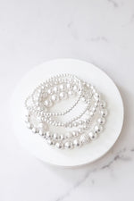 Multi size ball beaded bracelet stack Worn Silver tone bracelets