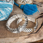 The Turning Point – Chunky Textured Stretchy Bangle in Silver or Two-Tone