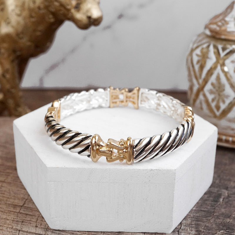 Timeless Twists – Filigree & Twist Stretch Bangles in Silver Tone