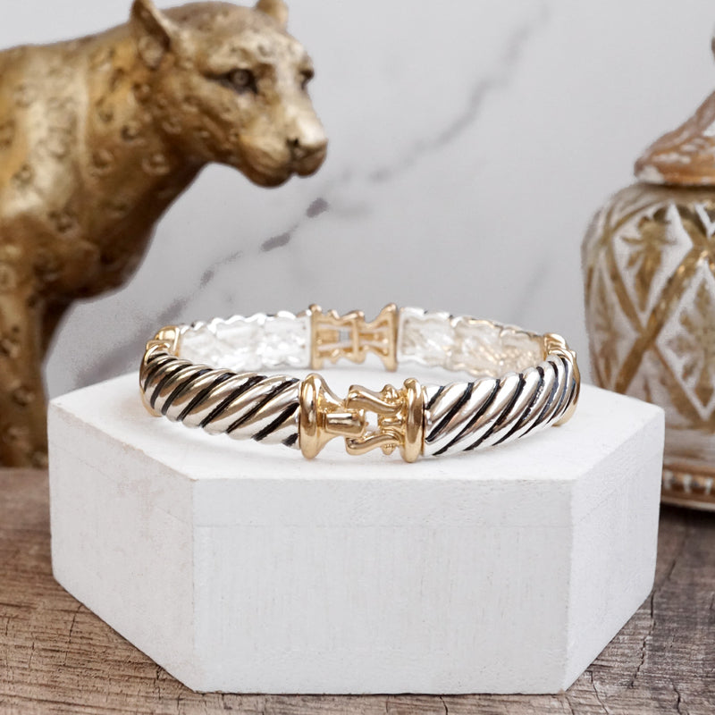 Timeless Twists – Filigree & Twist Stretch Bangles in Silver Tone