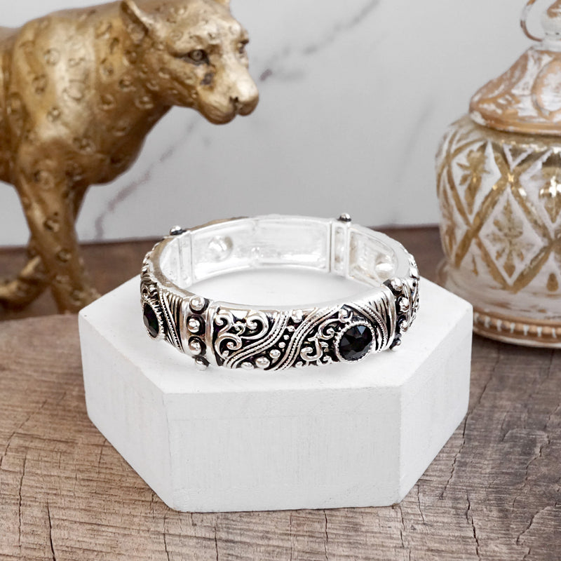 Timeless Twists – Filigree & Twist Stretch Bangles in Silver Tone