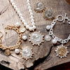 Boho Coin and Pearl Charms Statement Necklace – Gold and Silver Tone