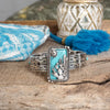 Western Cowgirl Cactus Statement Bangle Bracelet – Silver & Turquoise