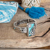 Western Cowgirl Cactus Statement Bangle Bracelet – Silver & Turquoise