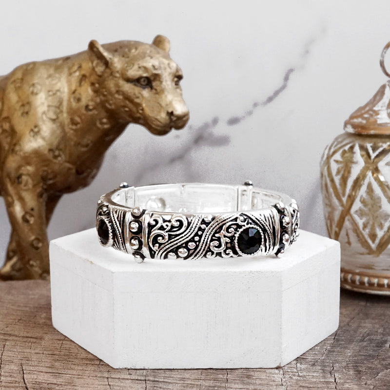 Timeless Twists – Filigree & Twist Stretch Bangles in Silver Tone