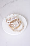 Summer Neutrals Cream Beige White stack clay glass wood beads bracelets set