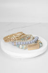 Boho Beaded Bracelets Stack Semi Precious Metal Glass Plaque