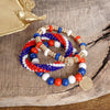 Red White and Blue Beaded Coin Bracelet Set