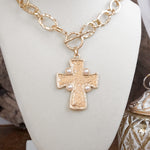 Golden Creed – Minimal Byzantine Cross Earrings