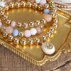 Colorful Beaded Bracelet Set with Oval Charm & Clear Crystal