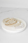 Boho Beaded Bracelet Stack Semi Precious Silver Tone Plaque