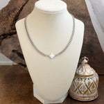 Lustrous Luck – Dainty Clover Pendant Necklace in Silver Tone