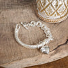 Classic Silver Tone Bangle and Toggle Heart Charm Bracelets