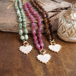 Amour Knot – Beaded Heart Pendant Necklace