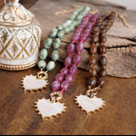 Amour Knot – Beaded Heart Pendant Necklace