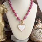Amour Knot – Beaded Heart Pendant Necklace