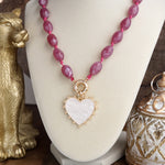 Amour Knot – Beaded Heart Pendant Necklace