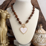 Amour Knot – Beaded Heart Pendant Necklace