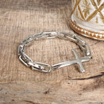 Sideways Cross Stretch Bracelet – Gold or Silver Tone
