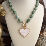 Amour Knot – Beaded Heart Pendant Necklace