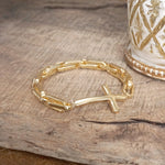 Sideways Cross Stretch Bracelet – Gold or Silver Tone