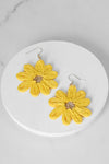 Raffia Flower Earrings Pink Green Yellow