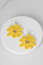 Raffia Flower Earrings Pink Green Yellow