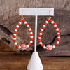 Christmas Red Green and white Wood beads Teardrop Dangle Earrings
