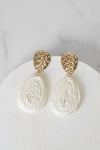 Raffia Teardrop Earrings Hot Pink Teal Green Cream