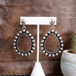 Western Teardrop Bubble Dangle Earrings – Worn Silver Tone