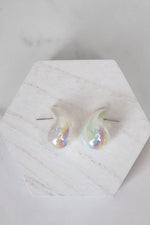 Puffed Teardrop bubble Studs Earrings Pink Purple White