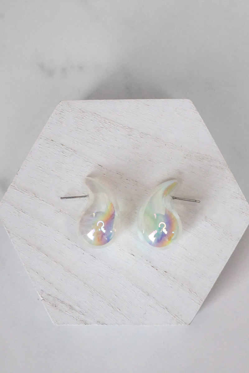 Puffed Teardrop bubble Studs Earrings Pink Purple White