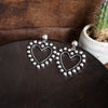 Western Heart Drop Earrings – Worn Silver Tone