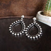 Western Teardrop Bubble Dangle Earrings – Worn Silver Tone