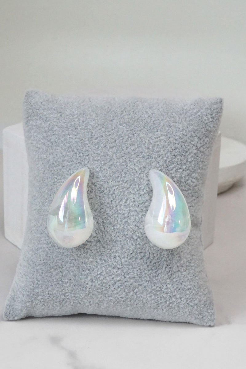 Puffed Teardrop bubble Studs Earrings Pink Purple White