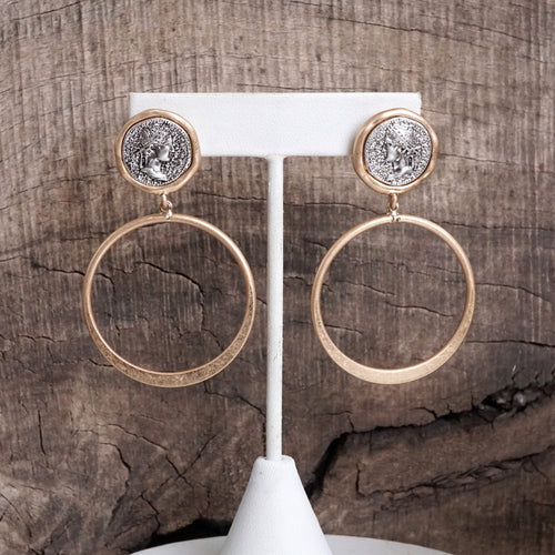 Boho Coin and Hoop Earrings – Silver & Gold Tone