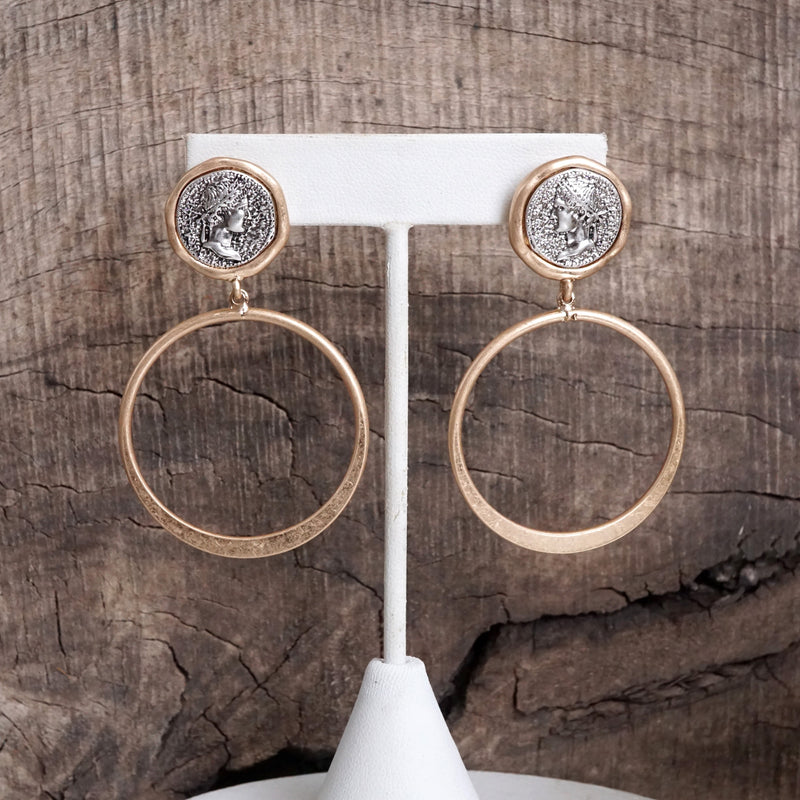Boho Coin and Hoop Earrings – Silver & Gold Tone