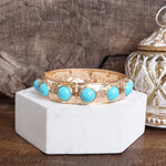 Eternity Statement Bangle Gold Tone Cream Orange Brown Pink Black Turquoise Pearl