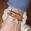 Cross stretchy western style bracelet set - Silver Gold tone