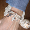 Cross stretchy western style bracelet set - Silver Gold tone