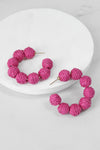 Raffia Hoop Earrings Hot Pink Teal Green Multi
