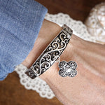 Graceful Whimsy – Classic Filigree Stretchy Bangle with Charm